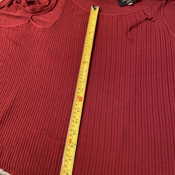 Jean Paul Gaultier Maille M-3XL burgundy 2 piece in 1 made Italy cardigan&trank - Picture 9 of 16